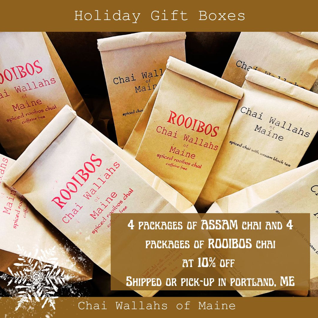 Holiday Boxes - 4 4-ounce Assam Chai and 4 4-ounce Rooibos Chai at a 10% Discount